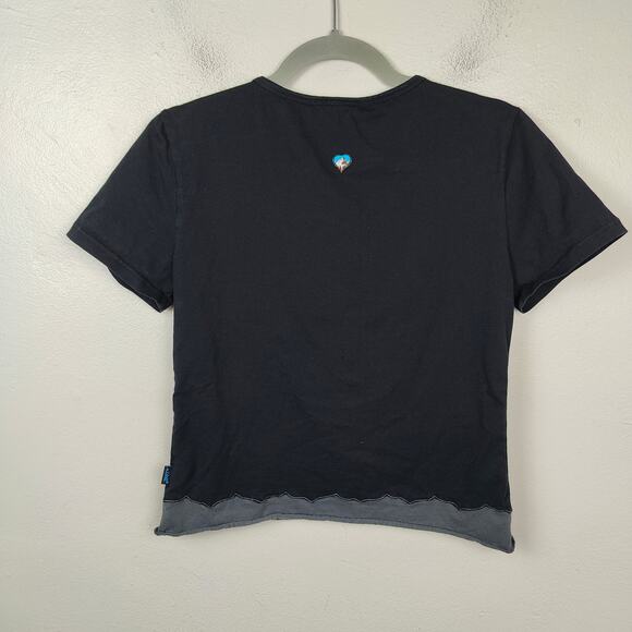 Vintage Y2K Kuhl Snowflake Top Womens Small Black‎ Cropped Layered Hem Vtg - Picture 5 of 7